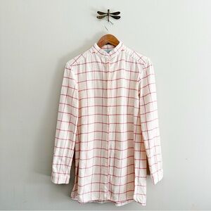 Gum Tree Farm Wool White and Red Check Plaid Button Down Shirt Womens Large